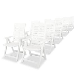 Set mobilier de exterior, 11 piese, alb, plastic, 3 image