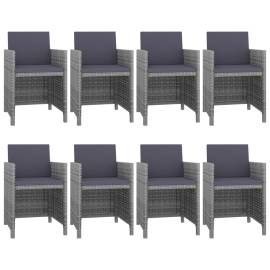 Set mobilier de exterior cu perne, 9 piese, antracit, poliratan, 2 image