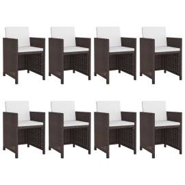 Set mobilier de exterior cu perne, 9 piese, maro, poliratan, 2 image