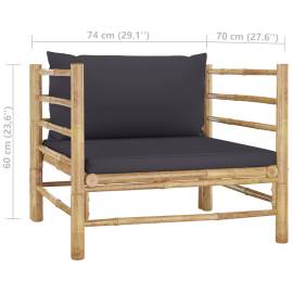 Set mobilier de grădină, 7 piese, cu perne gri închis, bambus, 11 image