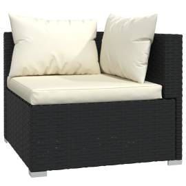 Canapea cu 2 locuri, cu perne, negru, poliratan, 5 image