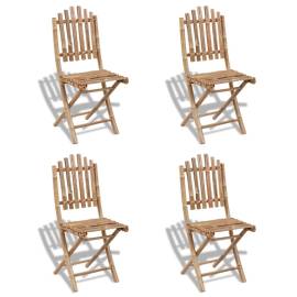 Set mobilier de exterior pliabil, 5 piese, bambus, 4 image