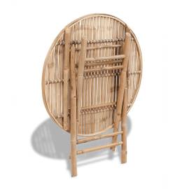 Set mobilier de exterior pliabil, 5 piese, bambus, 5 image