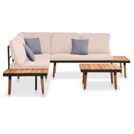 Set mobilier de grădină cu perne, 4 piese, lemn masiv de acacia, 2 image