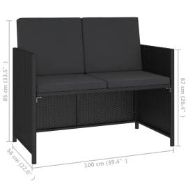 Set mobilier de exterior cu perne, 6 piese, negru, poliratan, 7 image