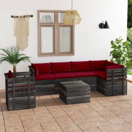 Set mobilier grădină din paleți cu perne 7 piese lemn masiv pin