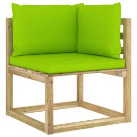 Canapele colțar grădină cu perne 2 buc. lemn pin verde tratat, 4 image