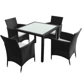 Set mobilier de exterior cu perne, 5 piese, negru, poliratan, 2 image