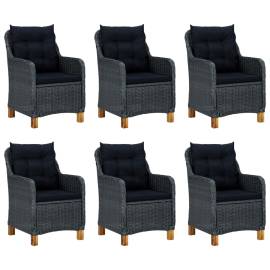 Set mobilier exterior cu perne, 9 piese, gri închis, poliratan, 8 image