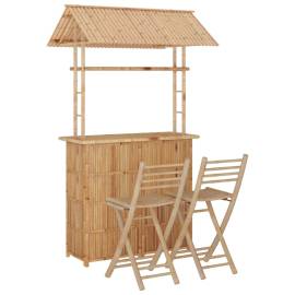 Set mobilier de bar, 3 piese, bambus, 2 image