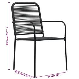 Set mobilier de exterior, 5 piese, negru, frânghie și oțel, 11 image