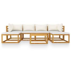 Set mobilier de grădină cu perne crem, 7 piese, lemn de acacia, 3 image
