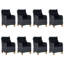 Set mobilier exterior cu perne, 9 piese, gri închis, poliratan, 2 image
