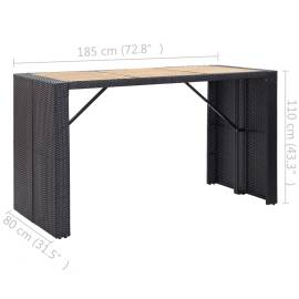 Set mobilier bar exterior, cu perne, 7 piese, negru, poliratan, 11 image