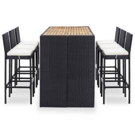 Set mobilier bar exterior, cu perne, 7 piese, negru, poliratan, 2 image