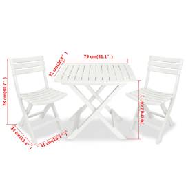 Set mobilier bistro pliabil, 3 piese, alb, plastic, 9 image