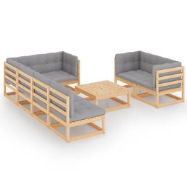 Set mobilier de grădină cu perne, 8 piese, lemn masiv de pin, 2 image