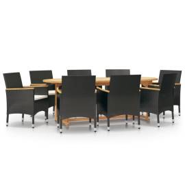 Set mobilier de grădină cu perne, negru, 9 piese, 2 image