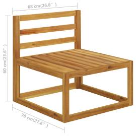 Set mobilier grădină cu perne 11 piese crem lemn masiv acacia, 11 image