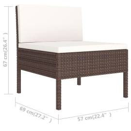 Set mobilier de grădină cu perne, 6 piese, maro, poliratan, 7 image