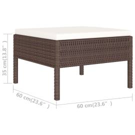 Set mobilier de grădină cu perne, 6 piese, maro, poliratan, 8 image