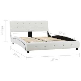 Cadru de pat, alb, 120 x 200 cm, piele ecologică, 8 image