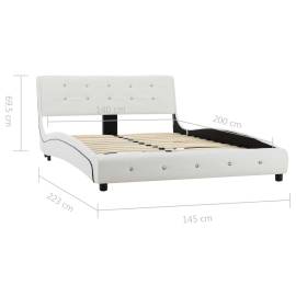 Cadru de pat, alb, 140 x 200 cm, piele ecologică, 8 image