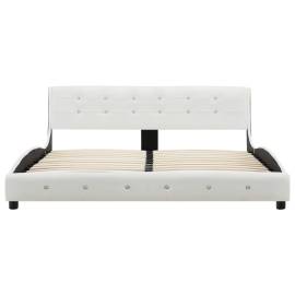 Cadru de pat, alb, 160 x 200 cm, piele ecologică, 4 image