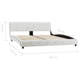 Cadru de pat, alb, 160 x 200 cm, piele ecologică, 8 image