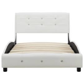 Cadru de pat, alb, 90 x 200 cm, piele ecologică, 4 image