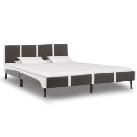 Cadru de pat, gri și alb, 180 x 200 cm, piele ecologică