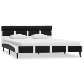 Cadru de pat cu led, negru, 140 x 200 cm, piele ecologică, 2 image