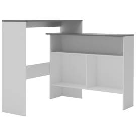 Masă de bar cu 2 blaturi, alb și gri, 130x40x120 cm, 2 image