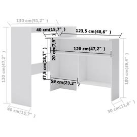 Masă de bar cu 2 blaturi, alb, 130x40x120 cm, 11 image