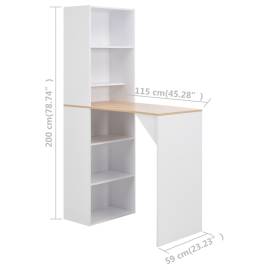 Masă de bar cu dulap, alb, 115 x 59 x 200 cm, 6 image