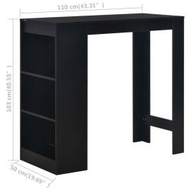 Masă de bar cu raft, negru, 110 x 50 x 103 cm, 6 image