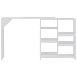 Masă de bar cu raft mobil, alb, 138x39x110 cm, 4 image