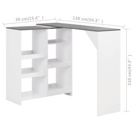Masă de bar cu raft mobil, alb, 138x39x110 cm, 6 image