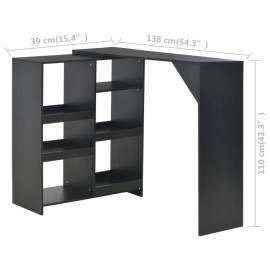 Masă de bar cu raft mobil, negru, 138x39x110 cm, 6 image