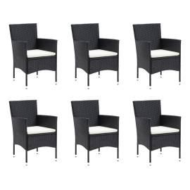Set mobilier de grădină cu perne, 7 piese, negru, poliratan, 3 image