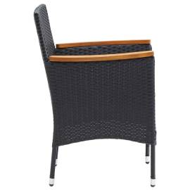 Set mobilier de grădină cu perne, 9 piese, negru, poliratan, 7 image