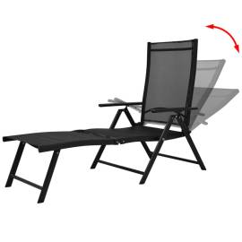 Șezlong de plajă pliabil, negru, aluminiu, 3 image
