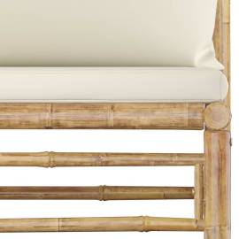 Set mobilier de grădină cu perne alb crem, 3 piese, bambus, 6 image