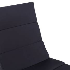 Șezlong cu pernă, negru, poliratan, 6 image