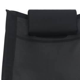 Șezlong cu pernă, negru, textilenă, 4 image
