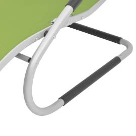 Șezlong cu pernă, verde, aluminiu și textilenă, 6 image