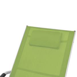 Șezlong cu pernă, verde, aluminiu și textilenă, 5 image