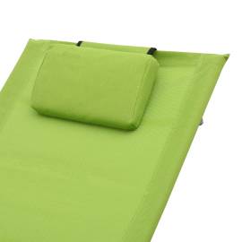 Șezlong cu pernă, verde, textilenă, 5 image
