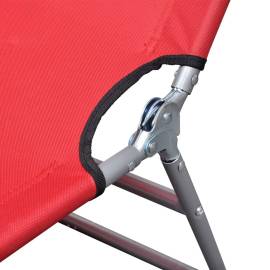 Șezlong roșu pliabil pentru plajă, cu tetieră și spătar reglabil, 5 image
