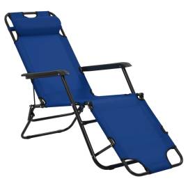 Șezlonguri plajă pliabile suport picioare 2 buc. albastru oțel, 4 image